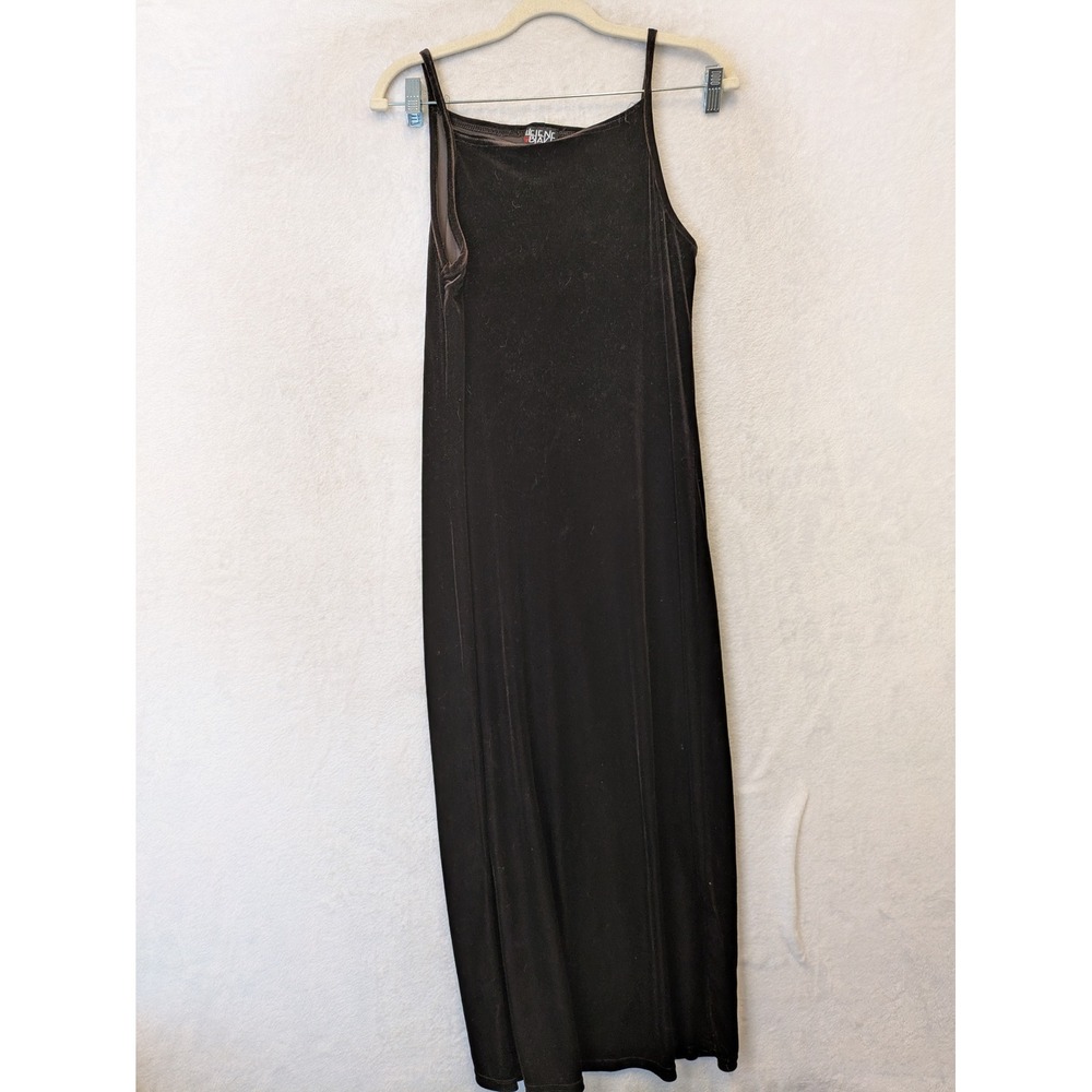 Helene‎ Blake Women's Y2K Dark Brown Velvet Maxi Dress 90s Spaghetti Strap